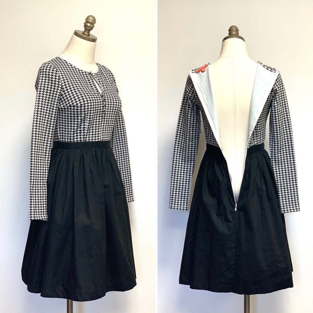 SOLD    NWT Modcloth Twice as Timeless Black White Houndstooth Fit & Flare Dress - Picture 3 of 12